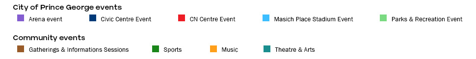 A legend showing which colour calendar events correspond to which type of event